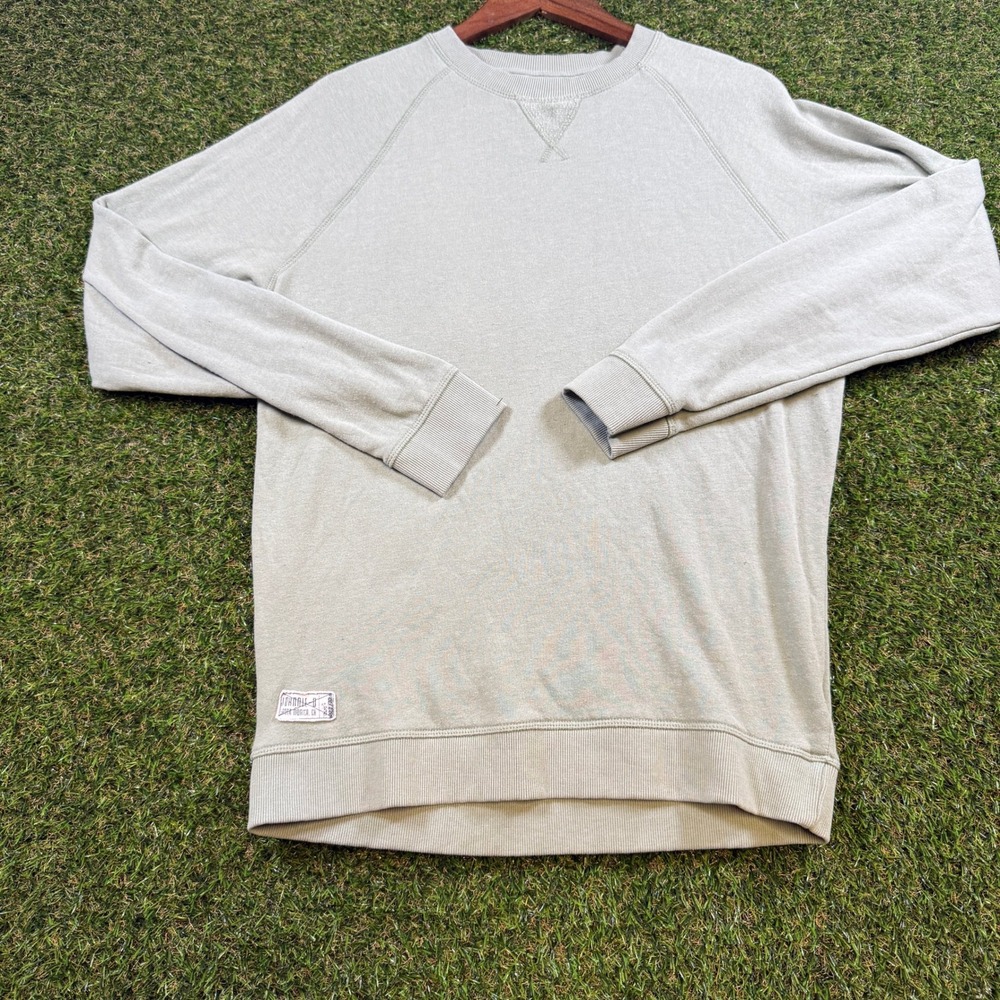 Johnnie-O Mens Medium Crewneck Sweatshirt Sage Green Raglan Pullover V-Stitch